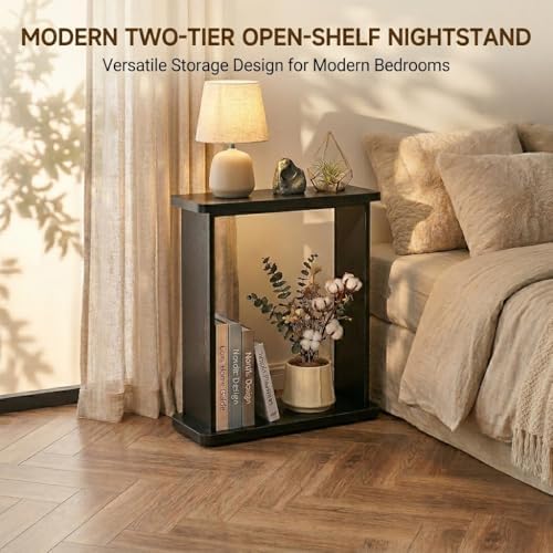 Narrow Side Table, 7.9" Slim End Table, Black