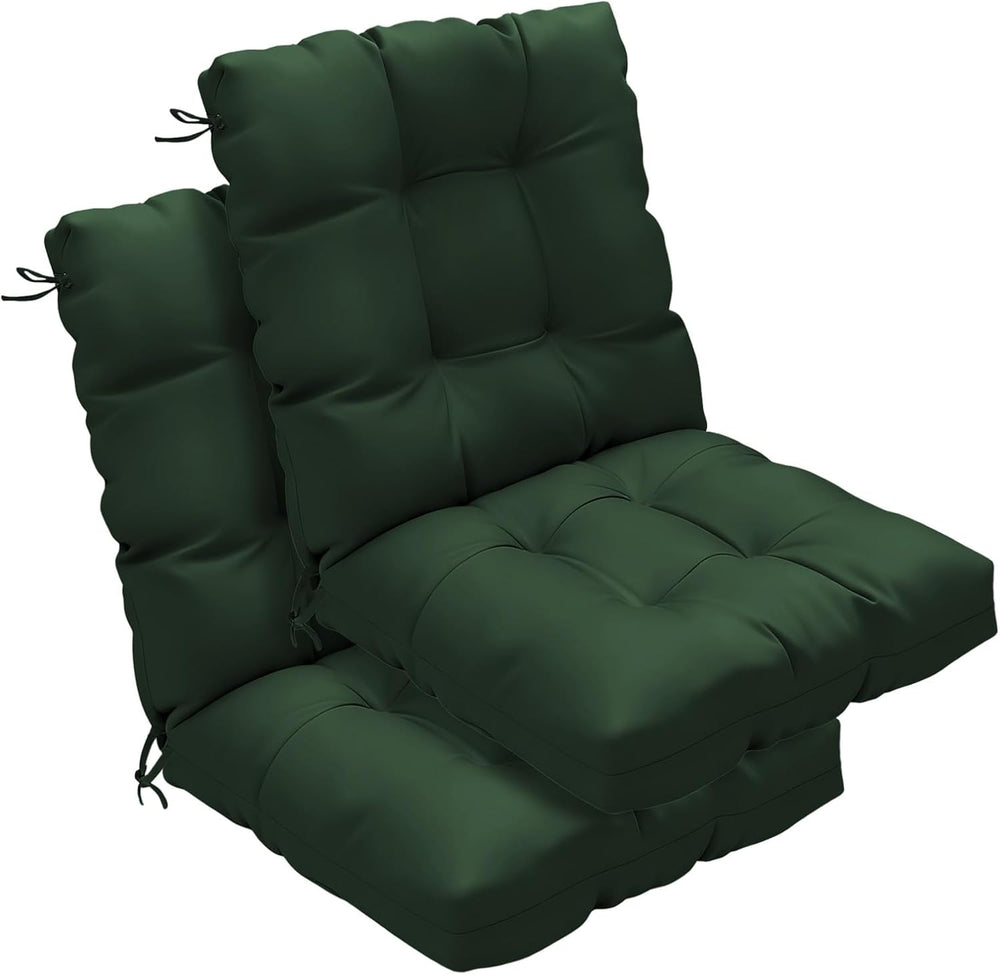Outdoor Chair Cushions 42x21x4 Inch Set of 2, Dark Green