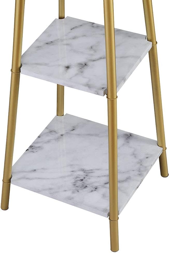 ROSEN GARDEN Floor Lamp, Standing Reading Light with Shelves and Gold Shade, ...