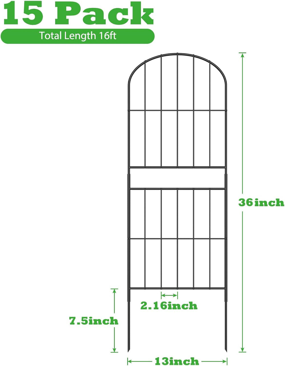 Decorative Garden Fence Fencing 36in (H) x 16ft (L) Animal Barrier for Dog