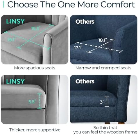 LINSY Swivel Accent Chair with Ottoman: Small Velvet Barrel Chair 360 Swivel Modern Armchair, Upholstered Reading Chair with Footrest for Living Room Bedroom Study Room (Grey)