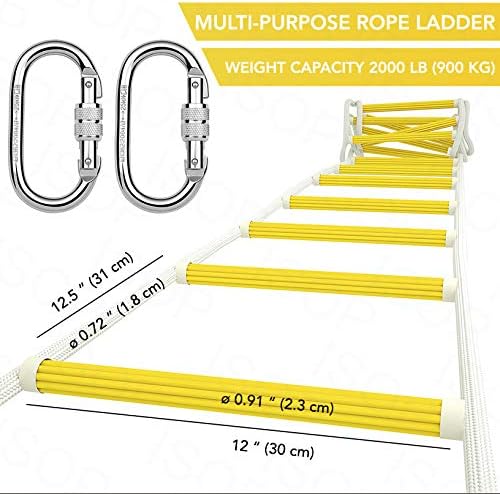 ISOP Certified Rope Ladder Fire Escape 13ft (4m) | Fire Ladders for 2 Story H...