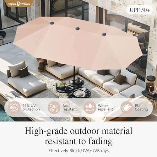 Sophia & William Patio Dining Set for 6 w/Folding Chairs & Beige Umbrella