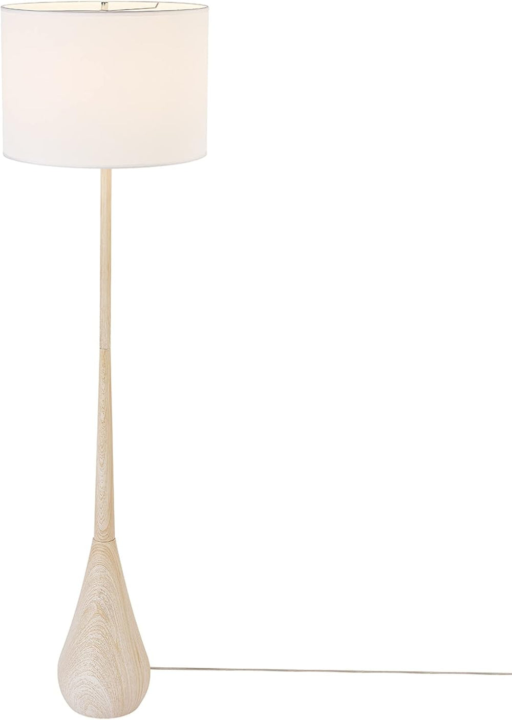 Globe Electric 65" Floor Lamp, Wood-Toned Finish, White Cotton Shade, Ja...
