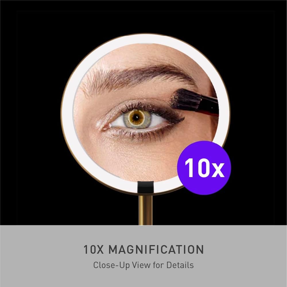 simplehuman Sensor Mirror Fold, 5'' with 10X Magnification, Round Rec...
