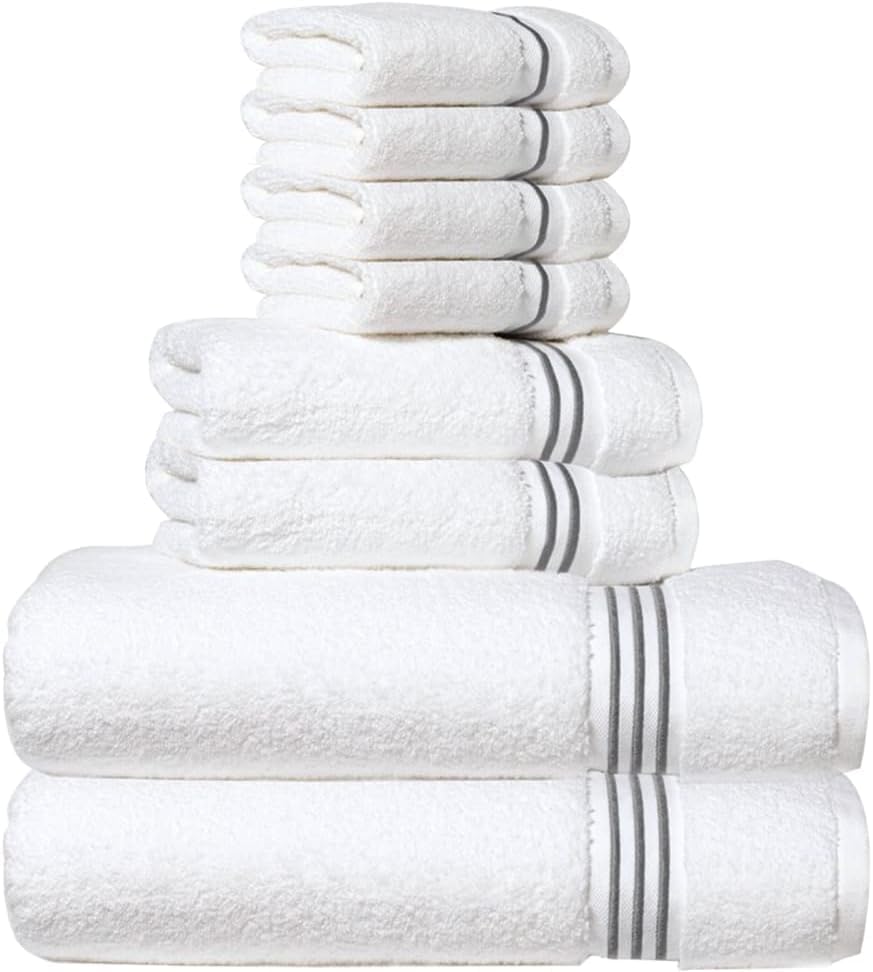 8-Piece Premium Towel Set, 2 Bath Towels, 2 Hand Towels, and 4 Wash Cloths, 1...