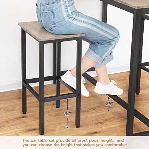 HOOBRO Bar Table and Chairs Set, 47.2” Rectangular Pub Table with 2 Stools for Small Space, 3-Piece Breakfast Set, Sturdy Metal Frame, Easy to Assemble, Greige BG52BT01