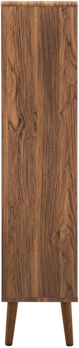 modway eei-5743-wal transmit 31" wood bookcase, walnut, side view