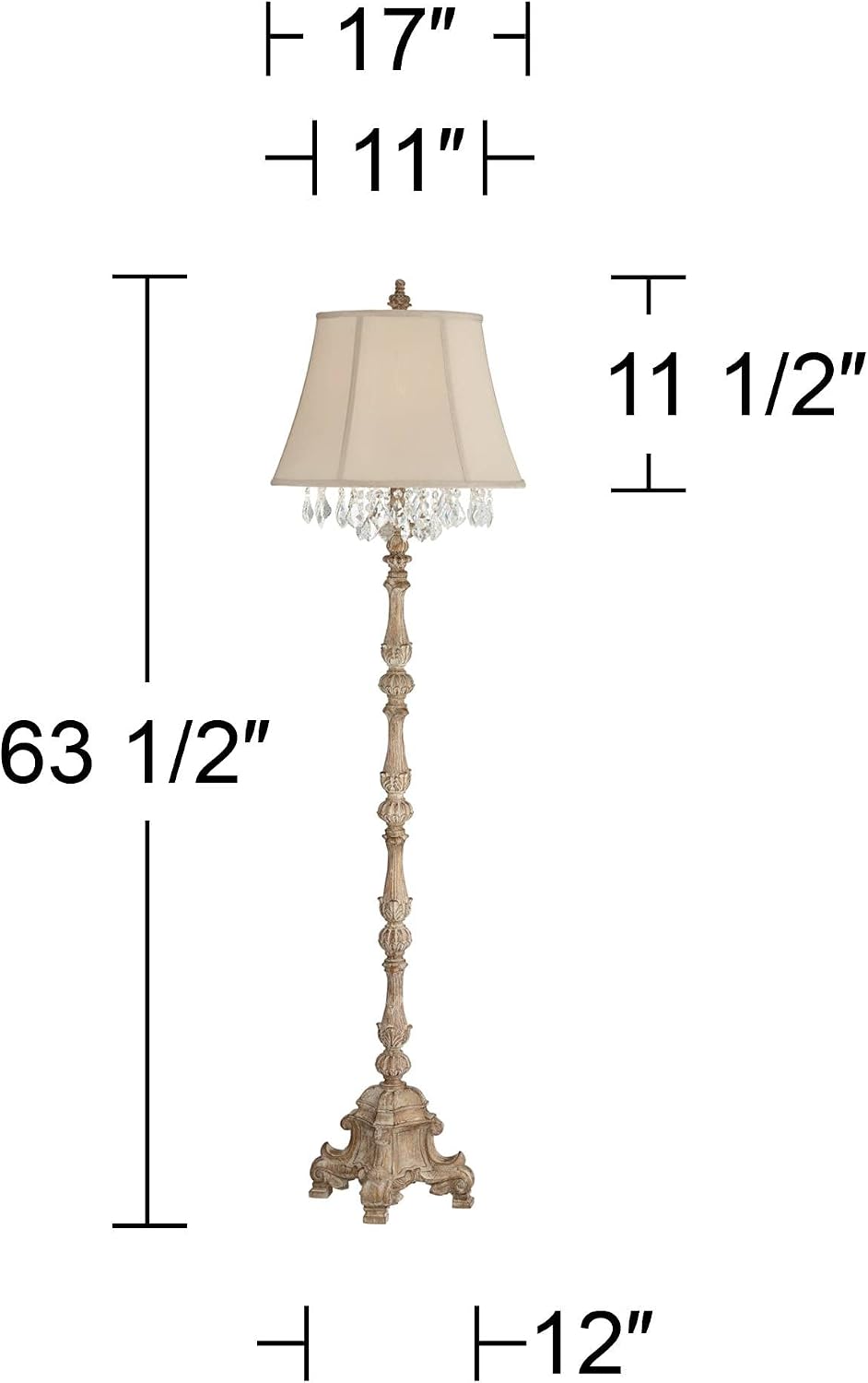 Regency Hill Duval 63 1/2" Tall French Crystal Candlestick Floor Lamp