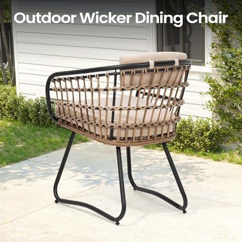 Pellebant 7 Piece Outdoor Dining Set for 6, Aluminum Table & Wicker Chairs