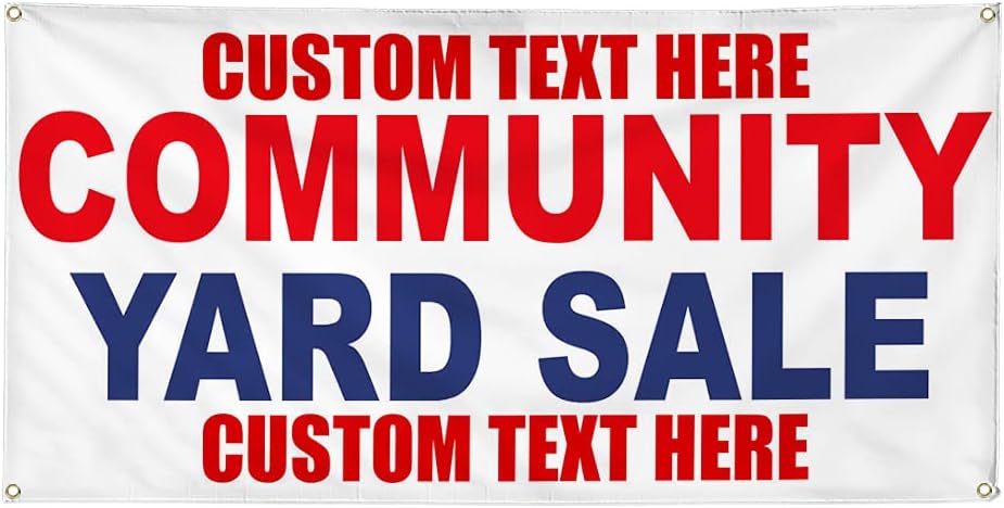 Custom Vinyl Banner Multiple Sizes Community Yard Sale Red Blue Yard Sale Out...