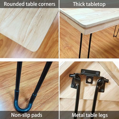 Solid Oak Folding Desk 43 Inch No Assembly Portable Table