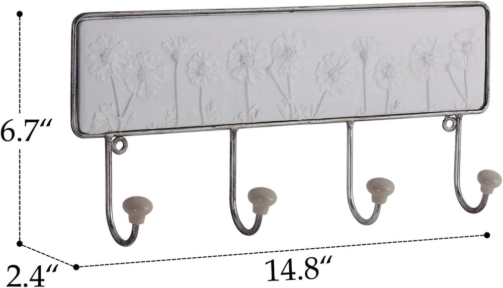 NIKKY HOME Rustic Boho Coat Rack Decorative Floral Wall Mount Large Coat Hook...