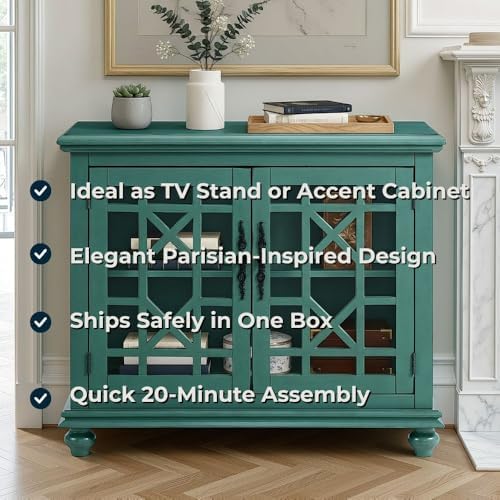 Martin Svensson Home Elegant Small Spaces Accent Cabinet, Teal Green