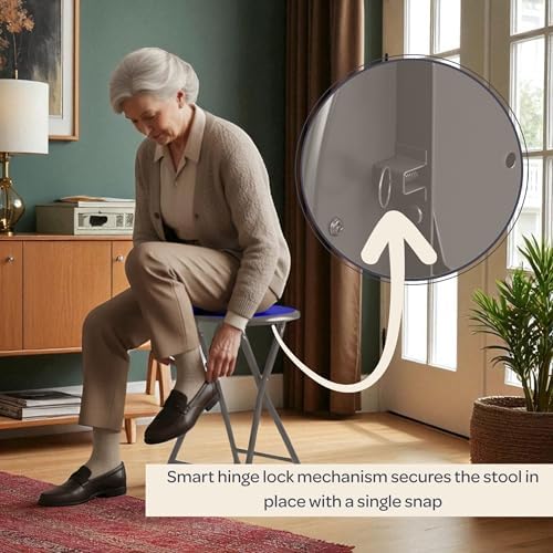 Lavish Home Portable Folding Stool with Backless Seat Set of 2, Blue, 18”
