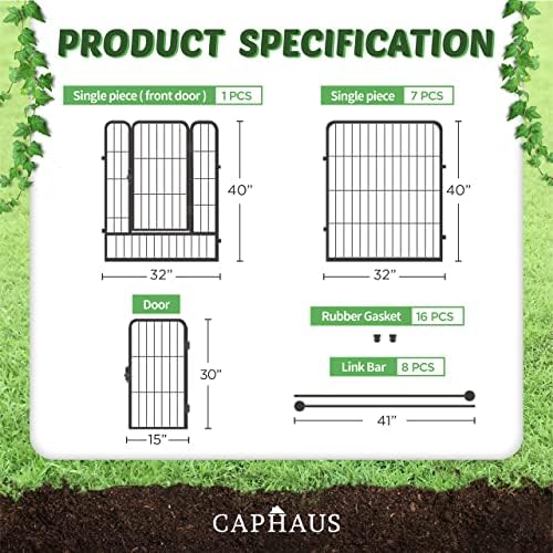 CAPHAUS Decorative Garden Fence, 40 Inch x 21 FT Heavy Duty Iron Fencing Land...