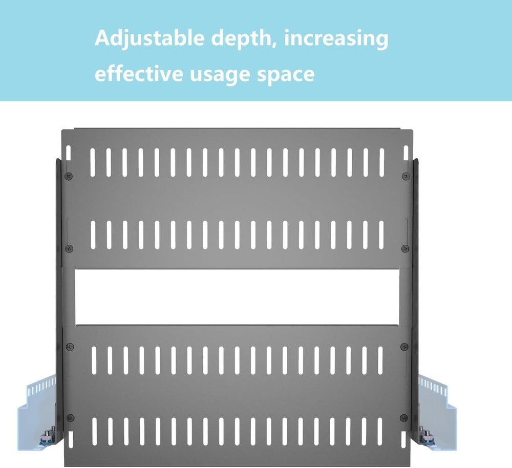 1U Vented Server Rack Shelf Depth Adjustable 14-17", 2 PCS