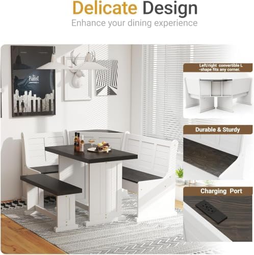 ENOR Breakfast Nook Table Set,Kitchen Corner Table Set for Dining Room