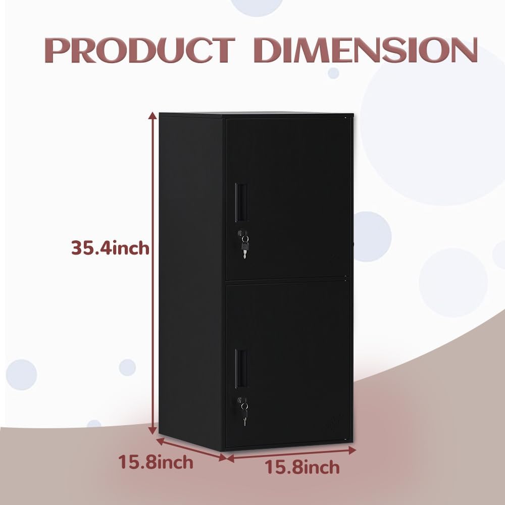 2 Door Metal Vertical Storage Locker for Home Office, School, Office, Home,Gy...