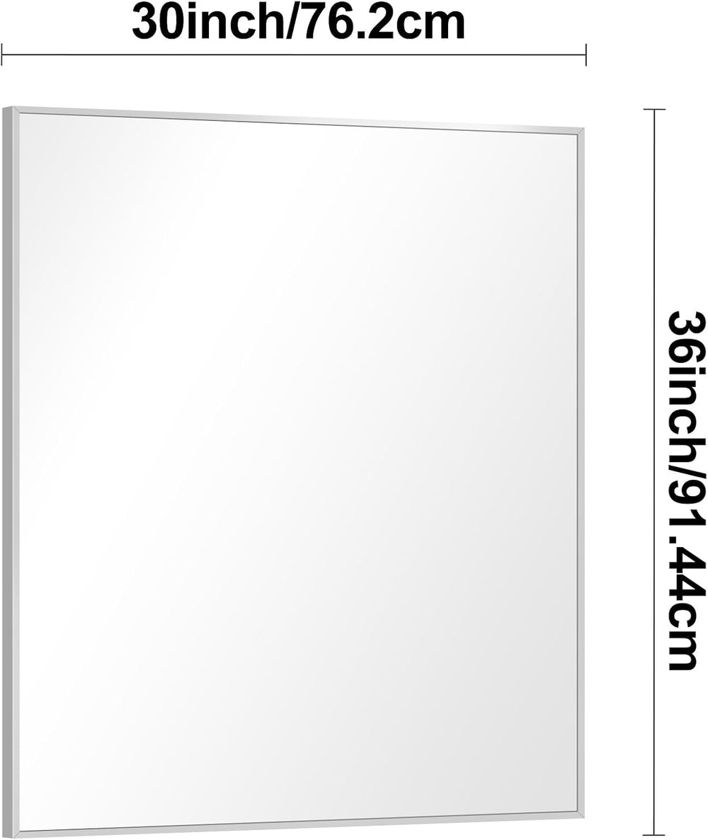 BONEWEI Silver Bathroom Mirror,30x36 inch Wall Mirror for Bathroom Wall Mount...
