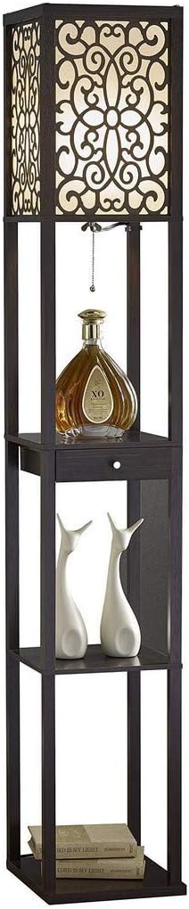Artiva USA A808101EX Etagere Shelf Floor lamp with Drawer, 63", Expresso