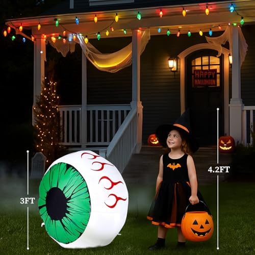 Outvita 2 Packs Halloween Inflatables Set of Lighted Eyes Decoration, 3Ft Blo...
