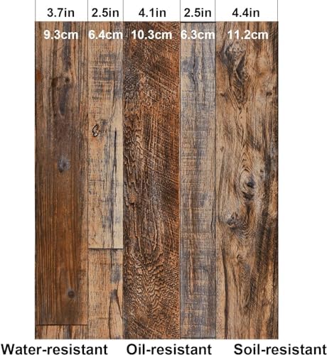WENMER 23.6" x 78.7" Brown Wood Peel and Stick Wallpaper Shiplap Se...