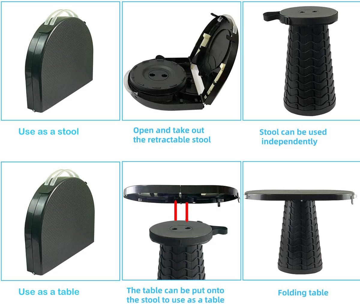 portable folding table and stool 2 in 1, side view