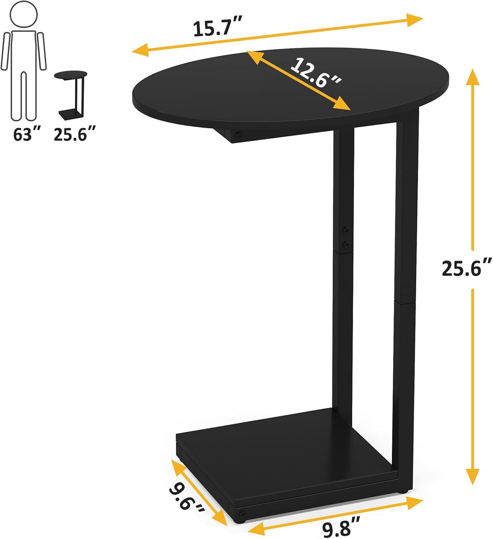 Hosfais Small Side Table End Table, C-Shaped Couch Tables