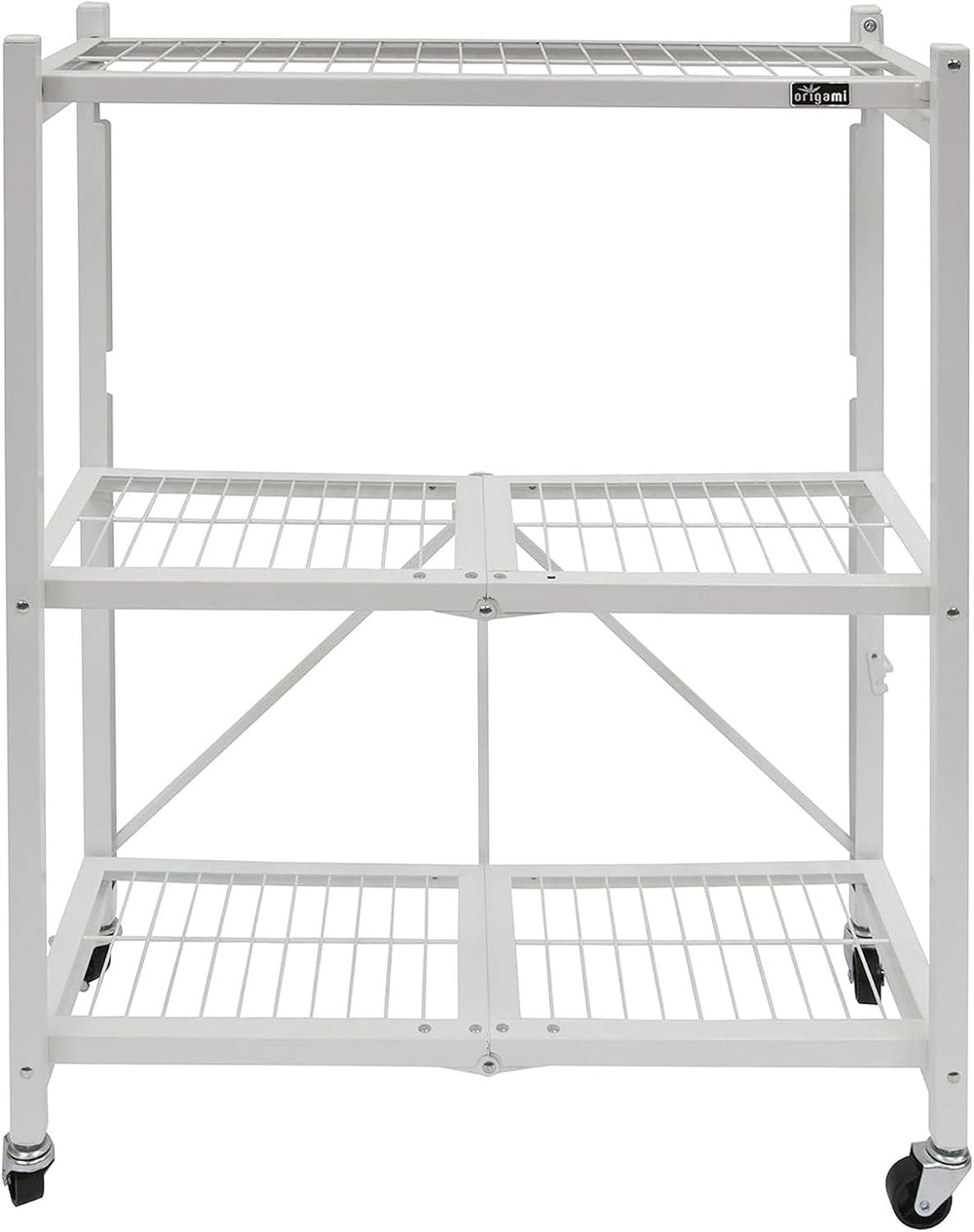 Origami 3-Tier Foldable Storage Shelves, Heavy Duty Shelf Rack Unit with Whee...