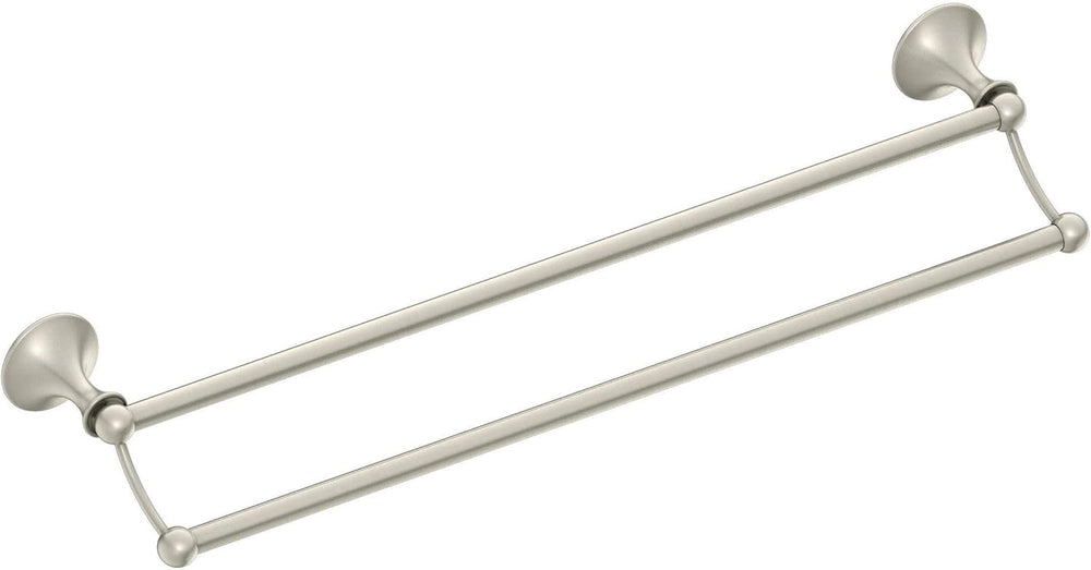 Moen Lounge Collection Brushed Nickel 24-Inch Double Towel Bar, Wall Mounted ...
