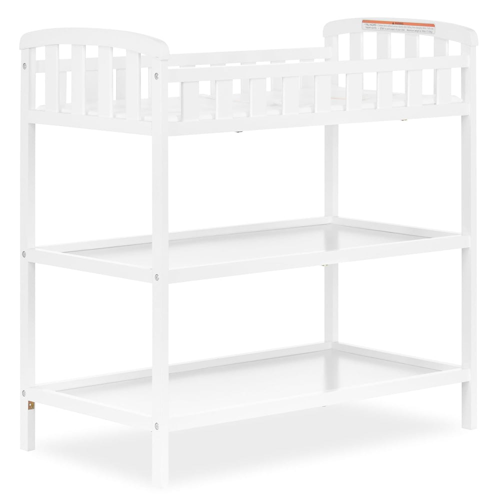 Dream On Me Emily Changing Table with Two Storage Shelves, White