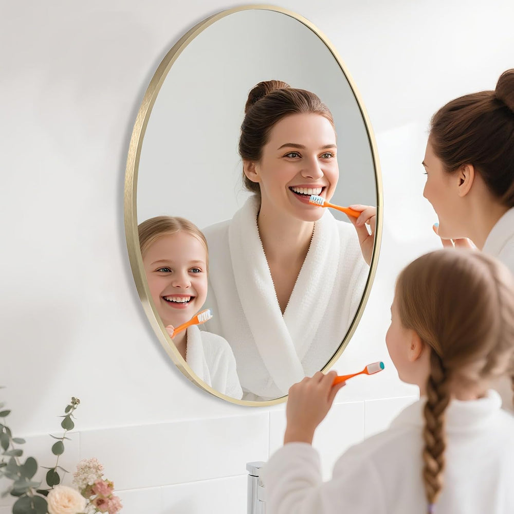 Oval Wall Mirror, 20"x28" Gold Oval Vanity Mirror, Bathroom Mirror ...