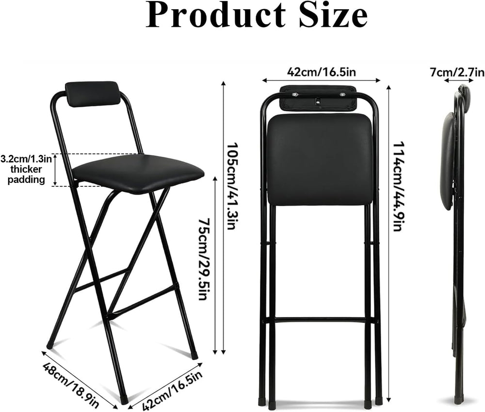 Folding Stool with Back,1Pcs Tall Foldable Stool 29.5 Inch