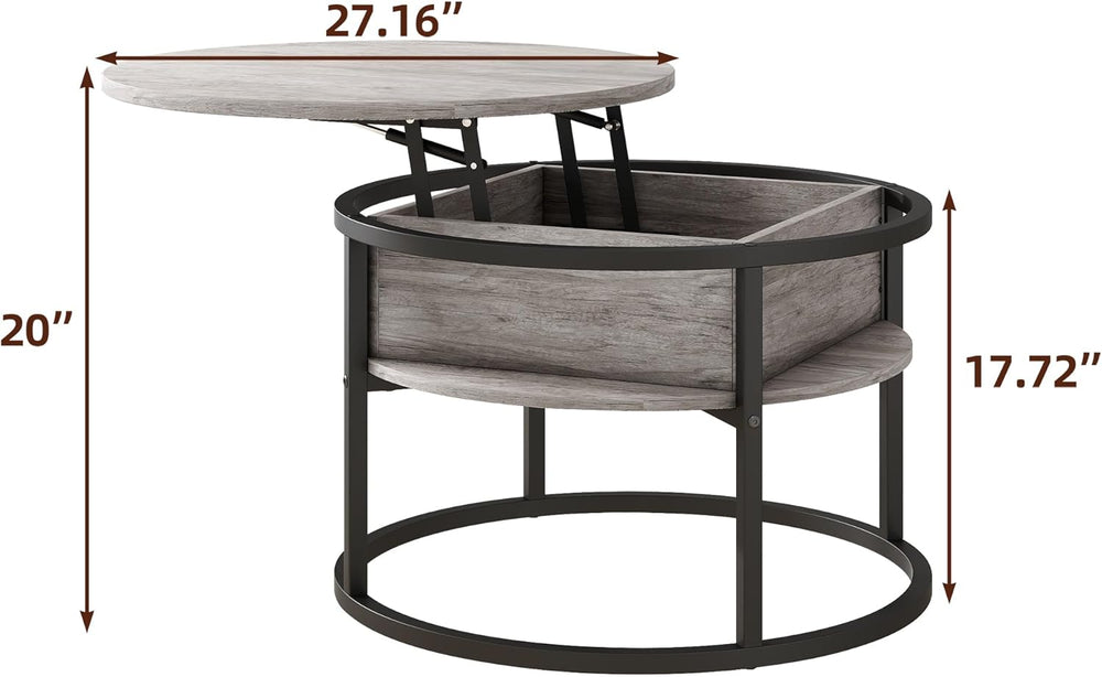 HOJINLINERO Round Coffee Table with Storage,Lift Top Coffee Table for Living ...