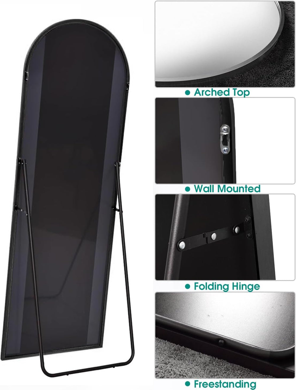 BEVERDY Arched Full Length Mirror - 18"58" Standing Mirror with Sta...