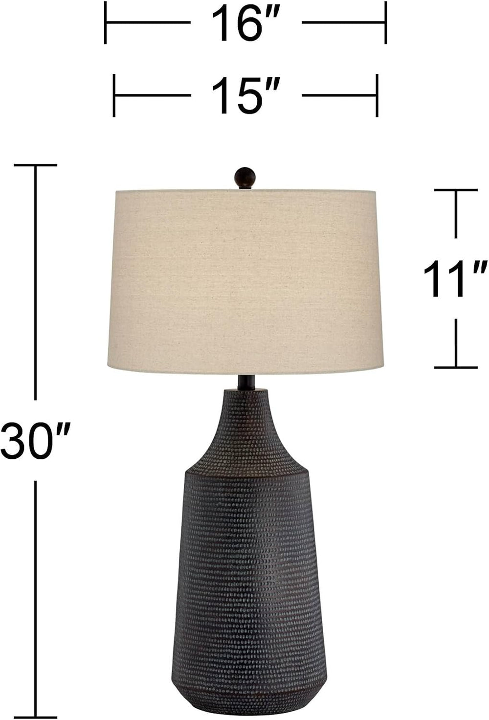 Dune 30" Large Table Lamp Black Finish Hammered Jar Modern