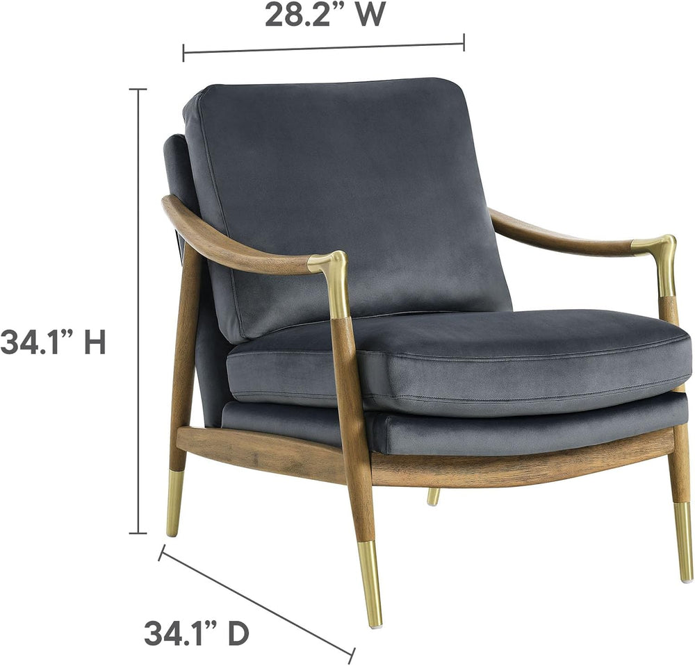 Modway Langford Stain-Resistant Performance Velvet Armchair – Mid Century Mod...