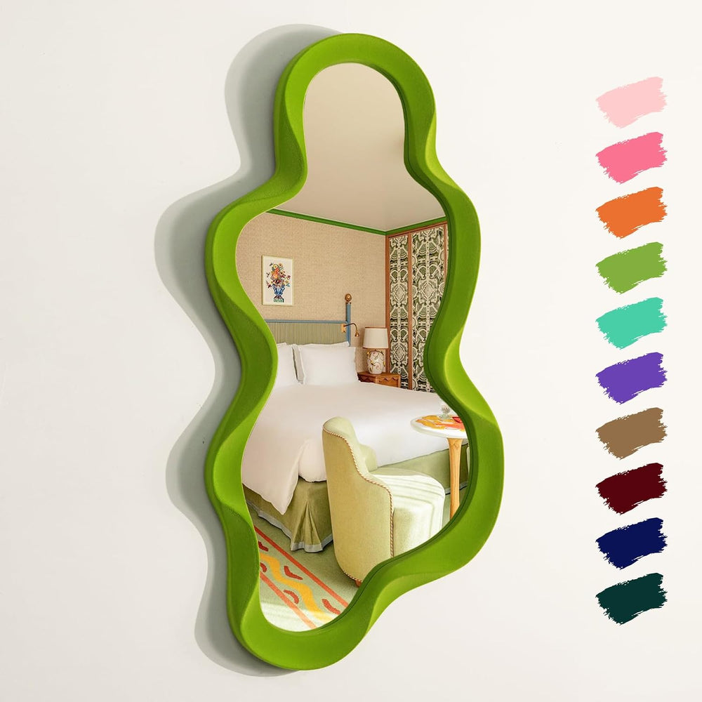 Green Wall Mirror Decor for Funky Home Decor 13.8x29.7,Lawn Green