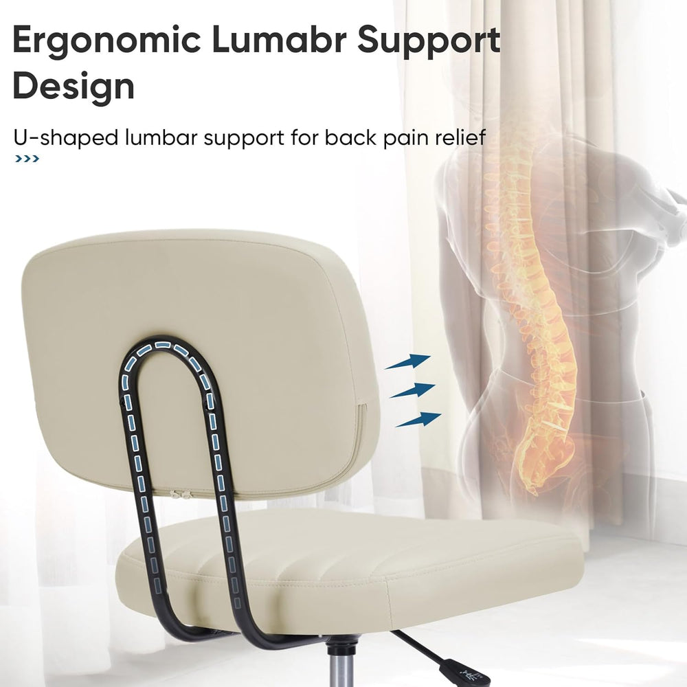 DUMOS Armless Office Chair, Small Home Desk Chair, Lumbar Support