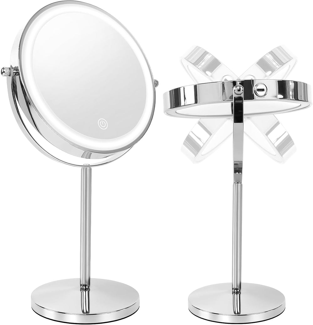 Lighted Makeup Mirror,1X/10X Double Sided Magnifying Mirror,3Color Lights