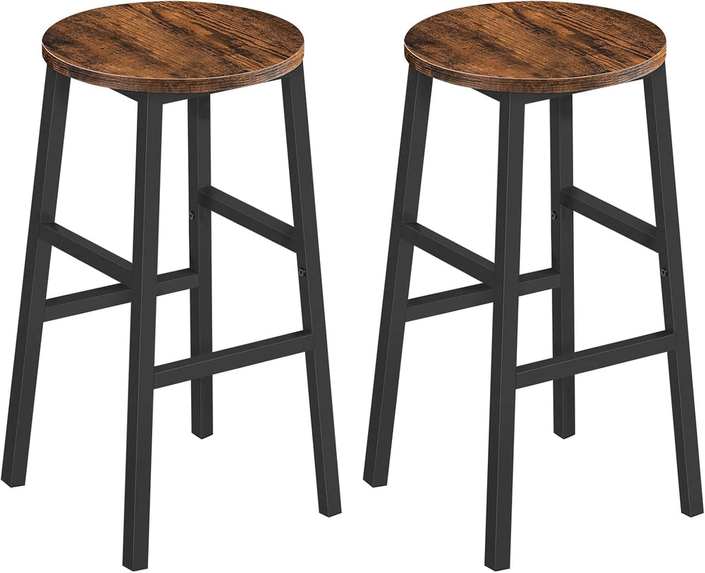 MAHANCRIS Bar Stools, Set of 2 Round Bar Chairs with Footrest, 24.4 Inch Kitc...