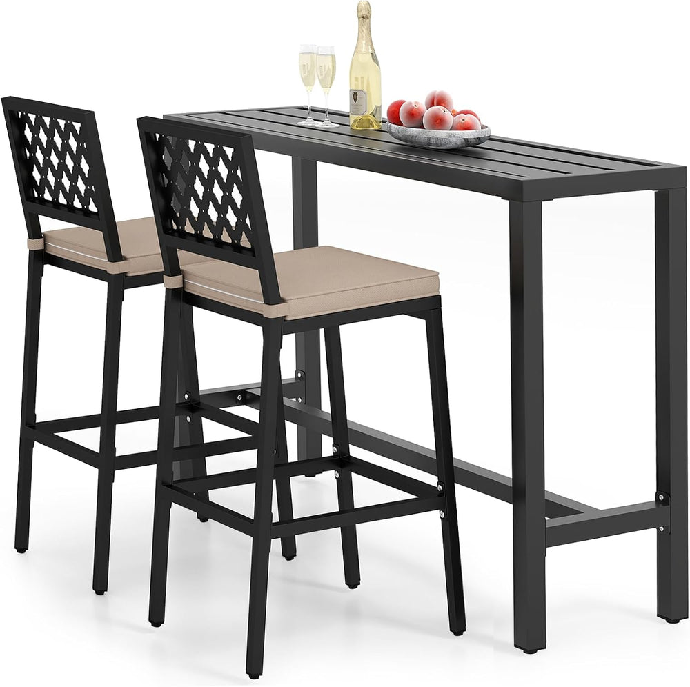 COSTWAY 3 Piece 55" Outdoor Bar Table and Chairs Set