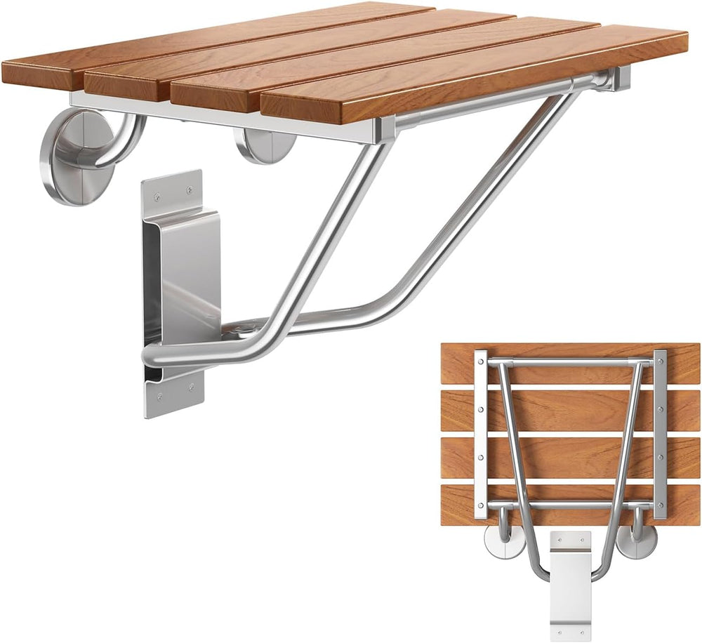 Folding Shower Seat & Chair Wall Mounted for Adults, Fold Down Shower Ben...