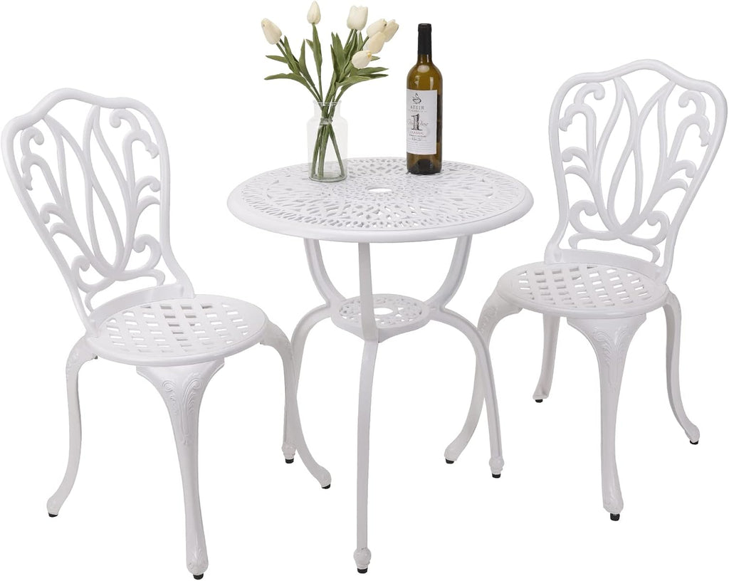 YKSY&YKSY 3-Piece Patio Bistro Furniture Set Cast-Aluminum Bistro Table Set for Lawn,Garden,Backyard