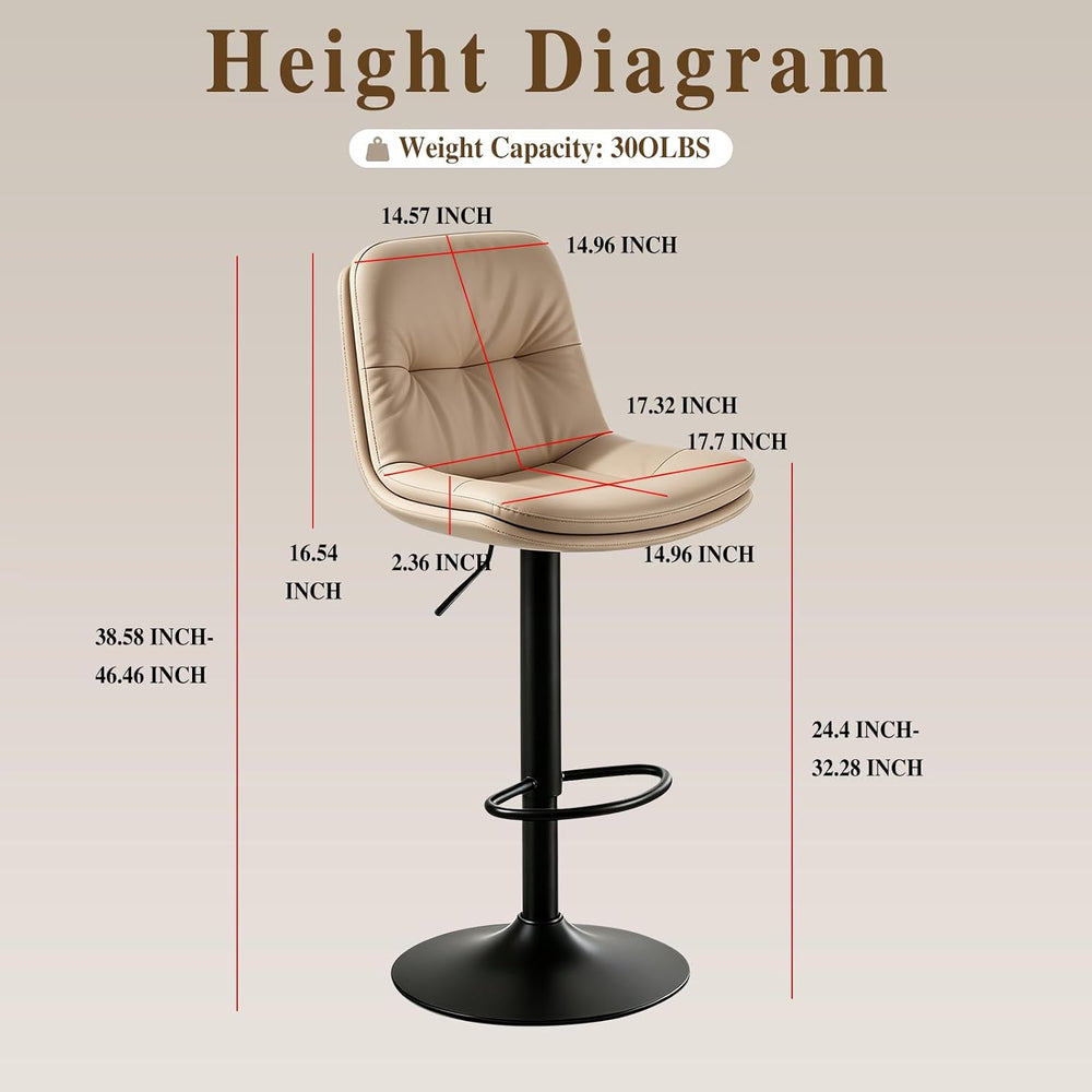 Bar Stools Set of 2 Swivel Adjustable Bar Chairs Counter Height