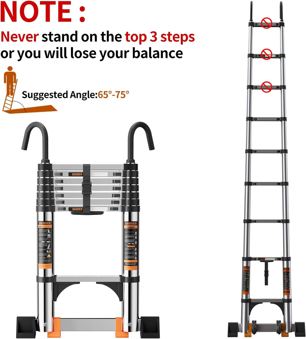 Telescoping Ladder,12.5 FT Extension Ladder, Heavy Duty 330lbs Max Capacity