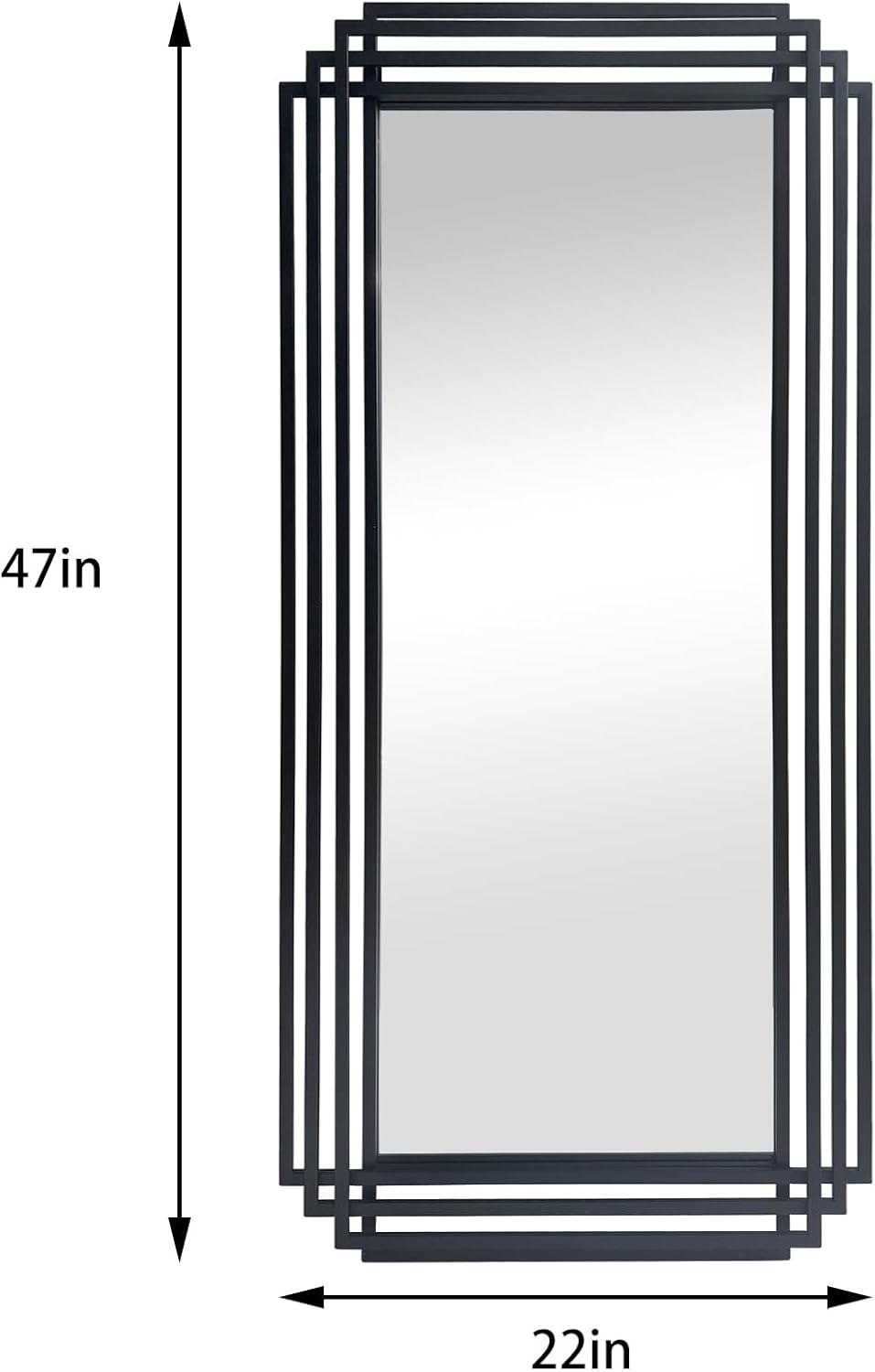 47"x22" Large Rectangle Decorative Mirror with Geometric Frame