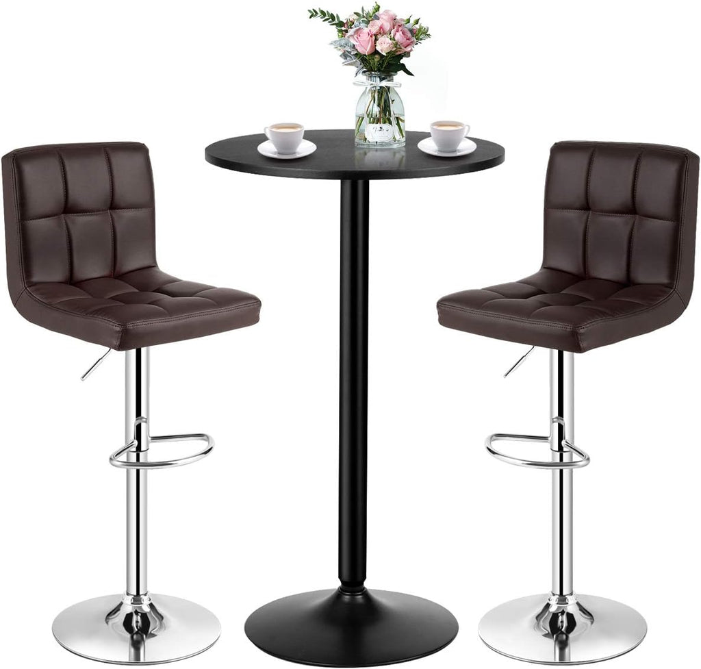 COSTWAY 3-Piece Bar Table Set, Counter Height Table Set with 2 Bar Stools