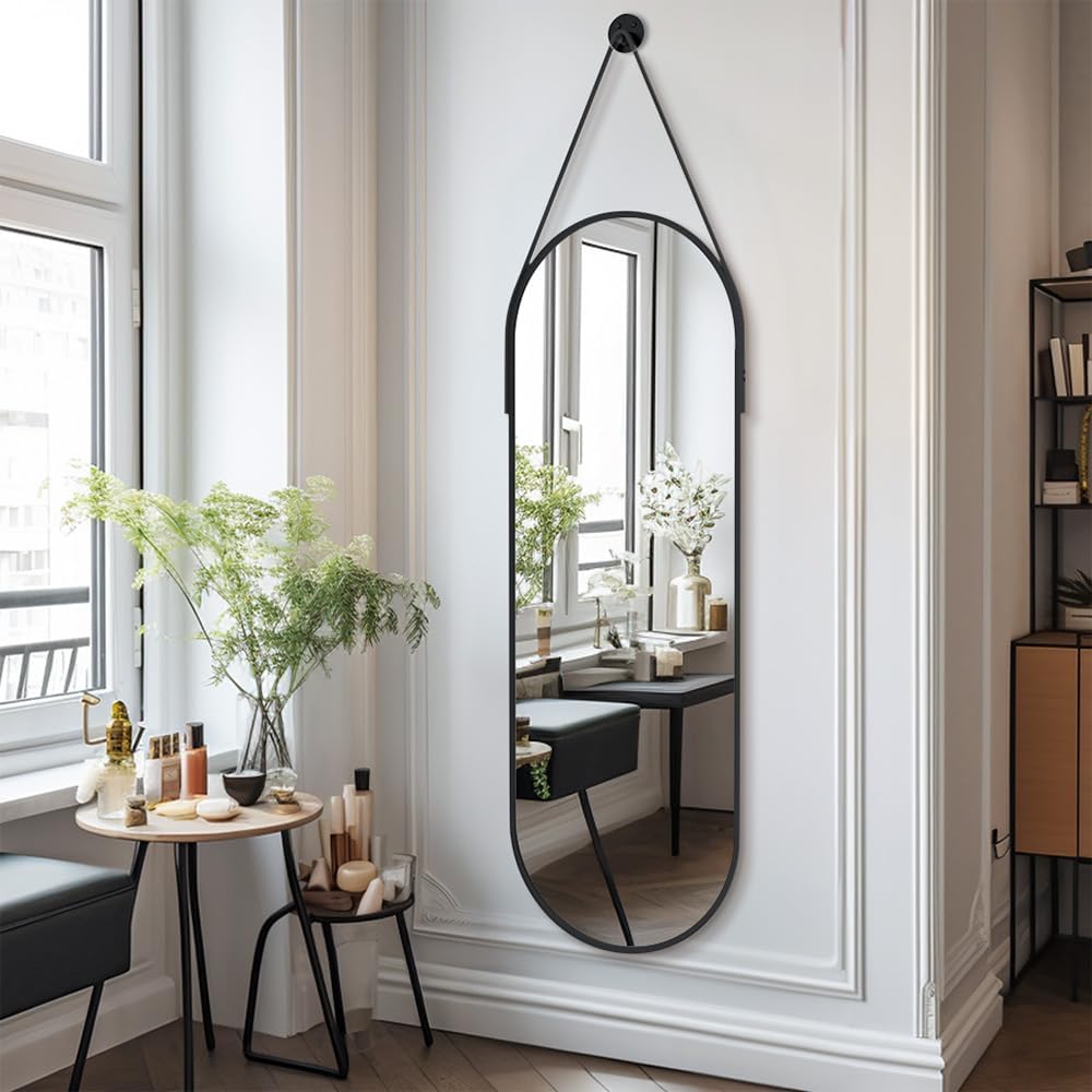 OGCAU 48" x 16" Full Length Mirror Wall Mounted Hanging Mirror, Ova...